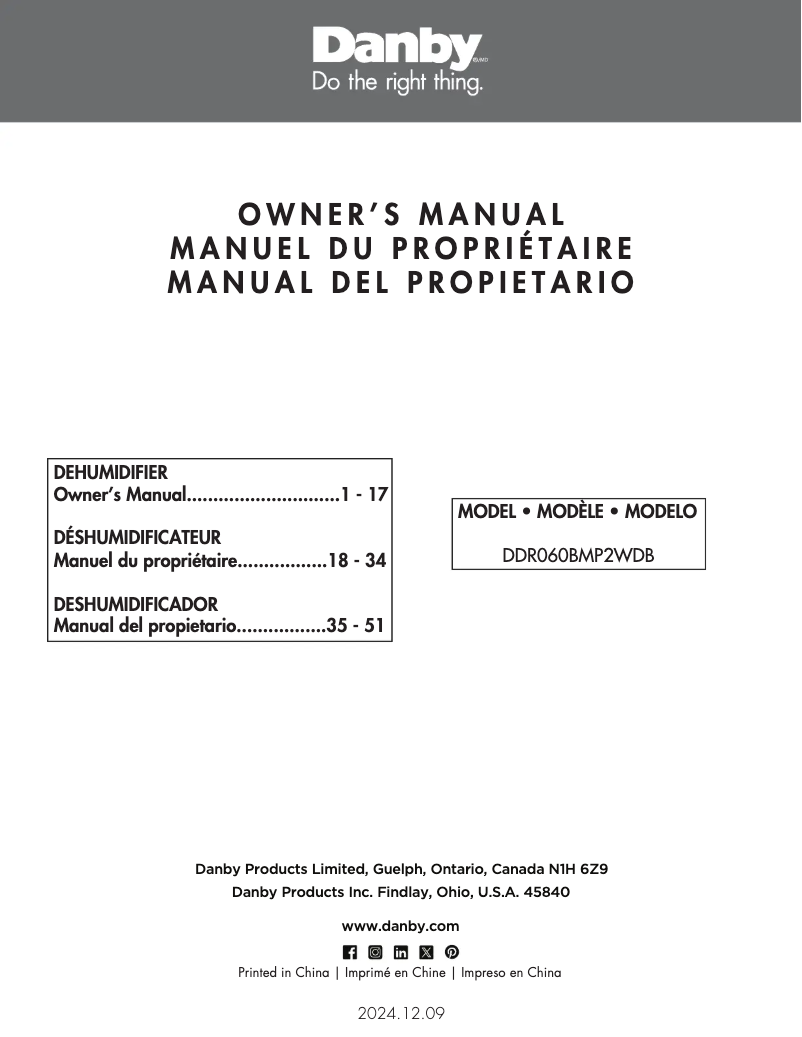 Página nº 1 - Manual de usuario Danby DDR060BMP2WDB