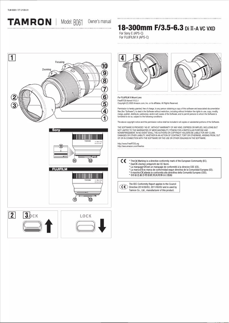 Imagen de la primera página del manual del dispositivo AF 18-300mm f / 3.5-6.3 Di III-A VC