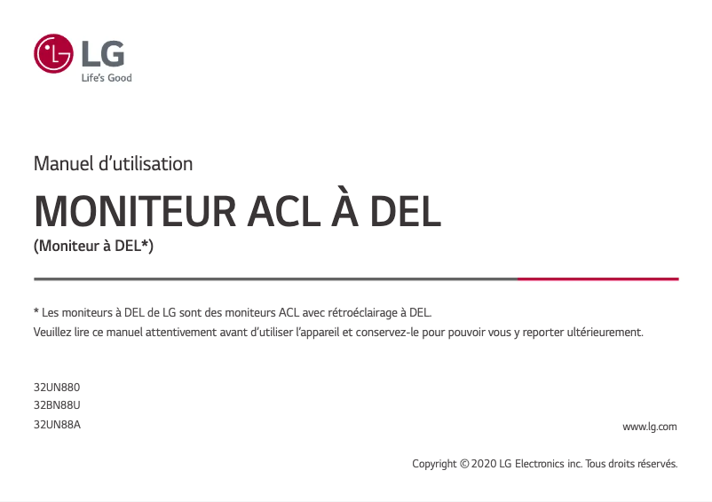 Imagen de la primera página del manual del dispositivo UltraFine 32UN880