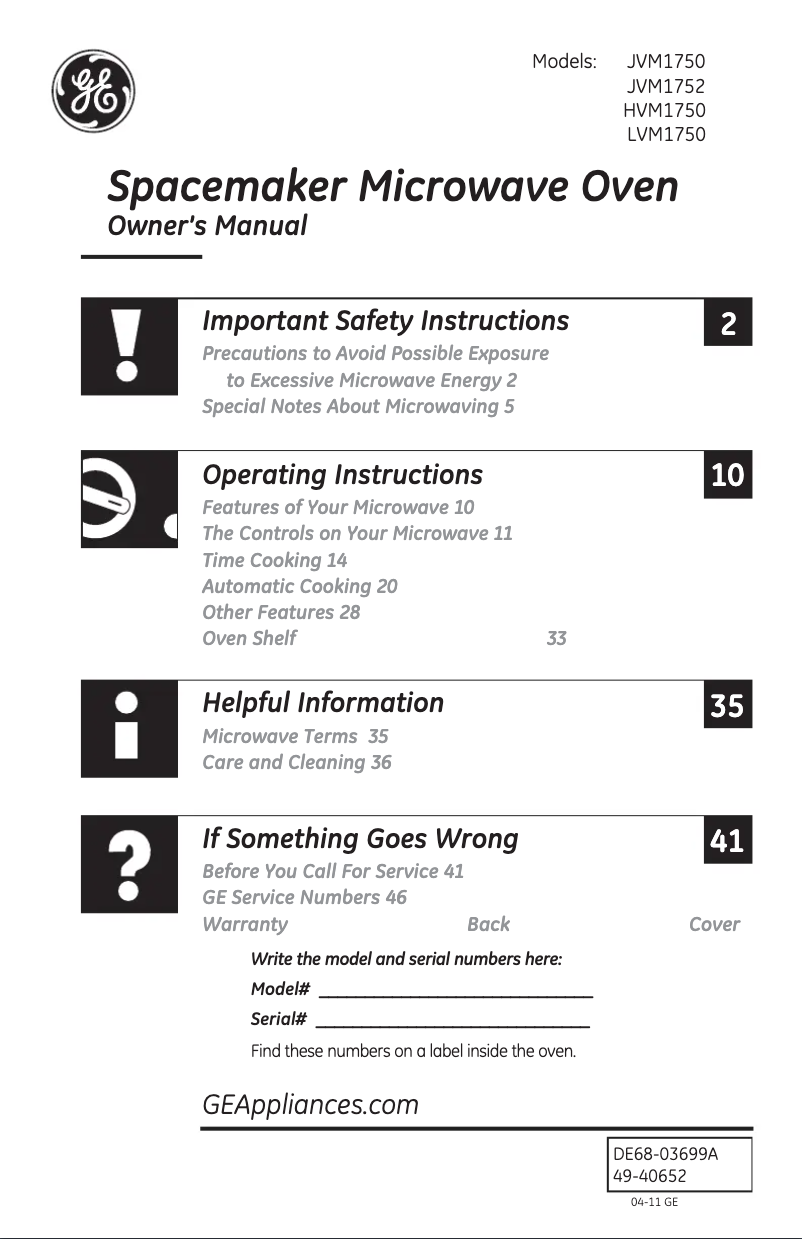 Imagen de la primera página del manual del dispositivo LVM1750DPWW