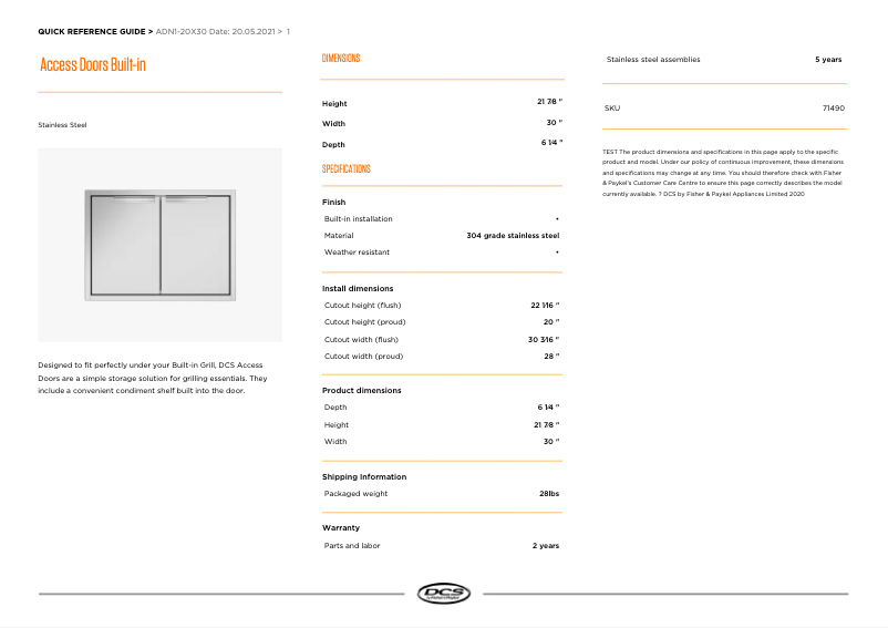 Imagen de la primera página del manual del dispositivo ADN1-20X30