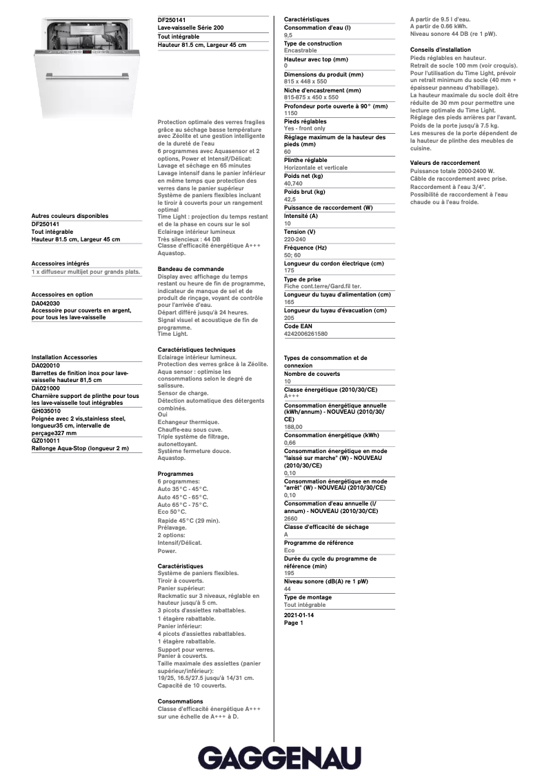 Imagen de la primera página del manual del dispositivo DF250141