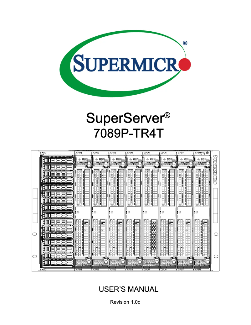 Imagen de la primera página del manual del dispositivo SuperServer 7089P-TR4T