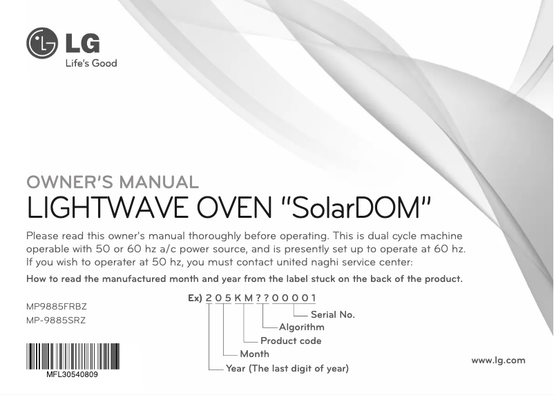 Imagen de la primera página del manual del dispositivo MP-9885SRZ