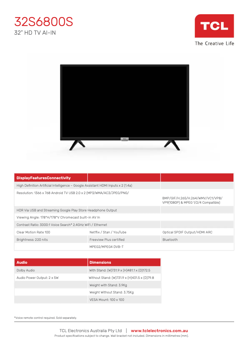 Imagen de la primera página del manual del dispositivo 32S6800S