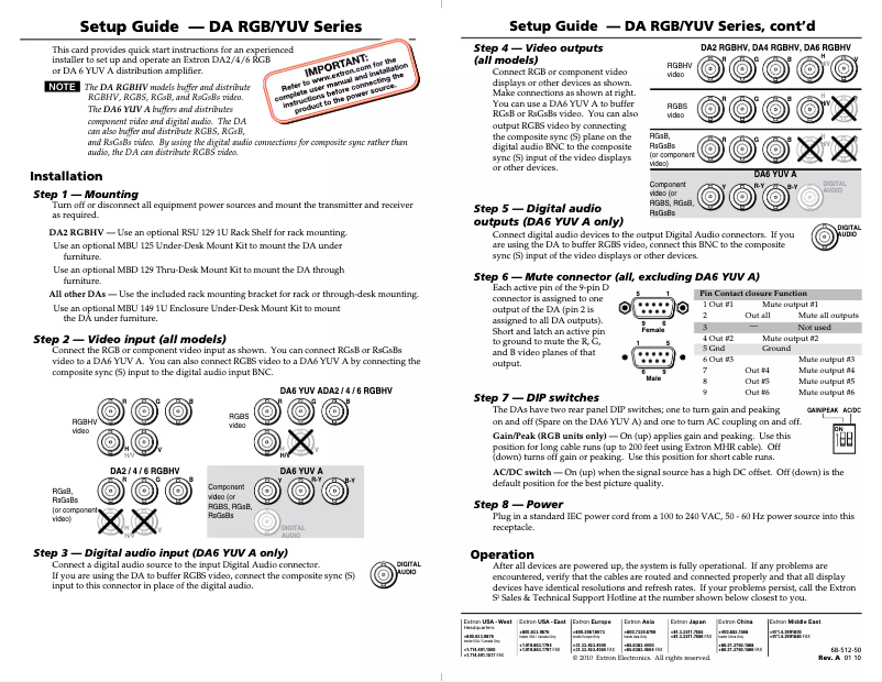 Página 1 del manual Manual de usuario Extron DA4 RGBHV