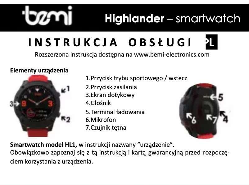 Imagen de la primera página del manual del dispositivo HL1