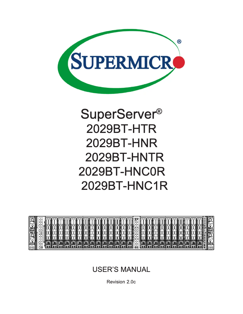 Imagen de la primera página del manual del dispositivo SuperServer 2029BT-HNC0R
