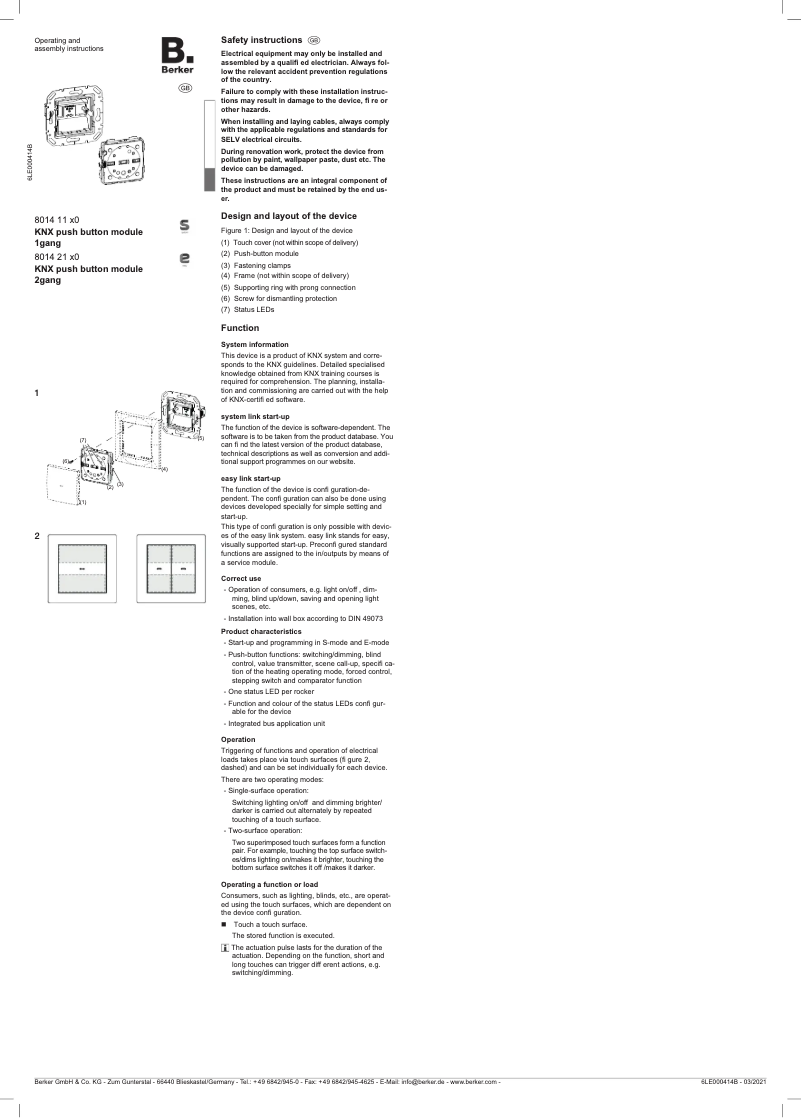 Imagen de la primera página del manual del dispositivo 80142170