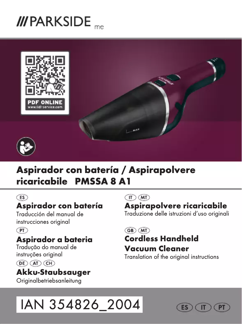 Imagen de la primera página del manual del dispositivo PMSSA 8 A1