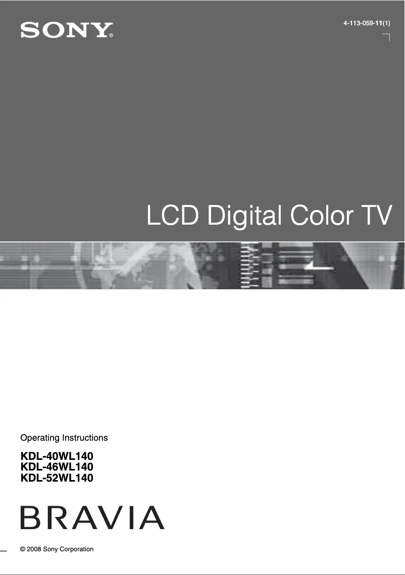 Imagen de la primera página del manual del dispositivo Bravia KDL-40WL140