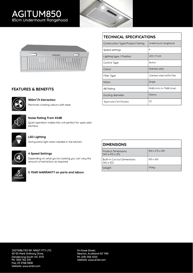 Imagen de la primera página del manual del dispositivo AGITUM850
