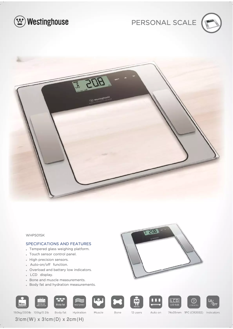 Imagen de la primera página del manual del dispositivo WHPS01SK