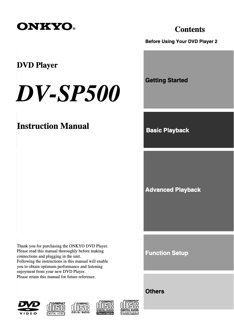 Página 1 del manual Manual de usuario Onkyo DV-SP500