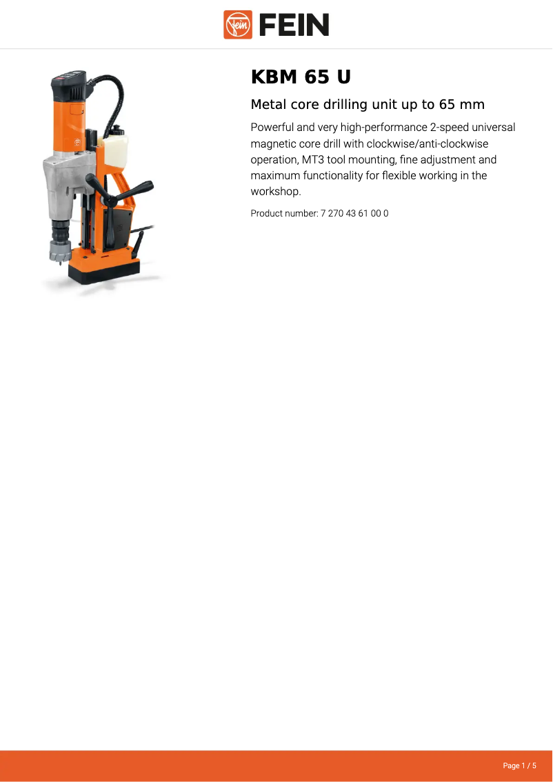 Página nº 1 - Ficha técnica Fein KBM 65 U