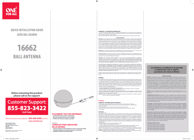 Página nº 1 - Manual de usuario One for all 16662