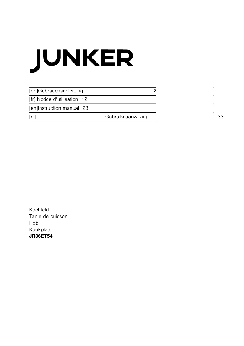 Página 1 del manual Manual de usuario Junker JR36ET54
