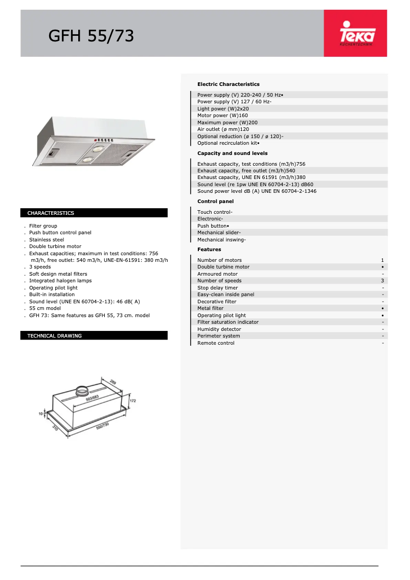 Página nº 1 - Ficha técnica Teka GFH 73