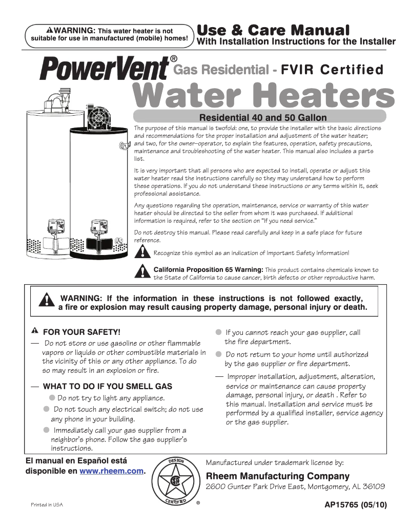 Página 1 del manual Guía de instalación GE GG50T06TVT
