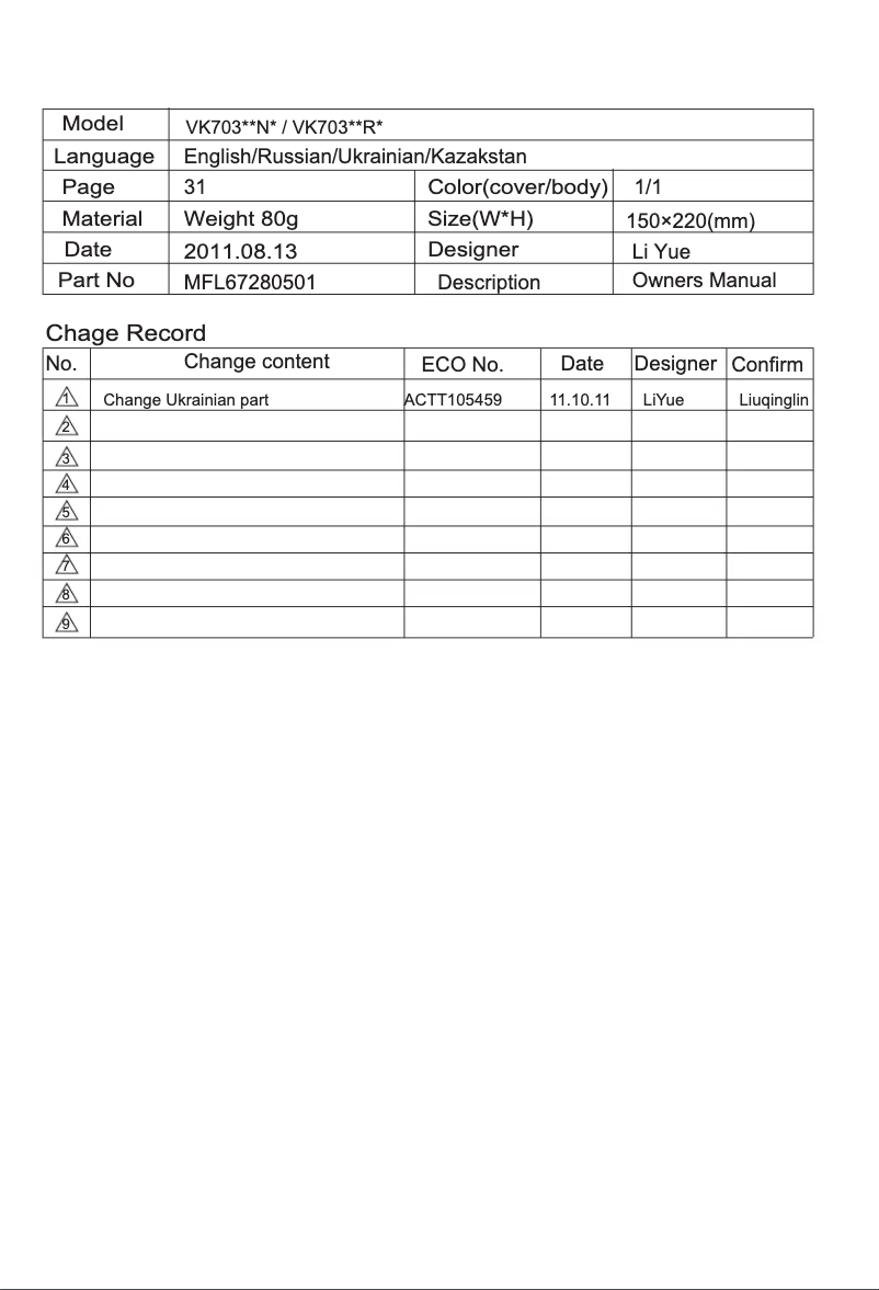 Página 1 del manual Manual de usuario LG VK70363N