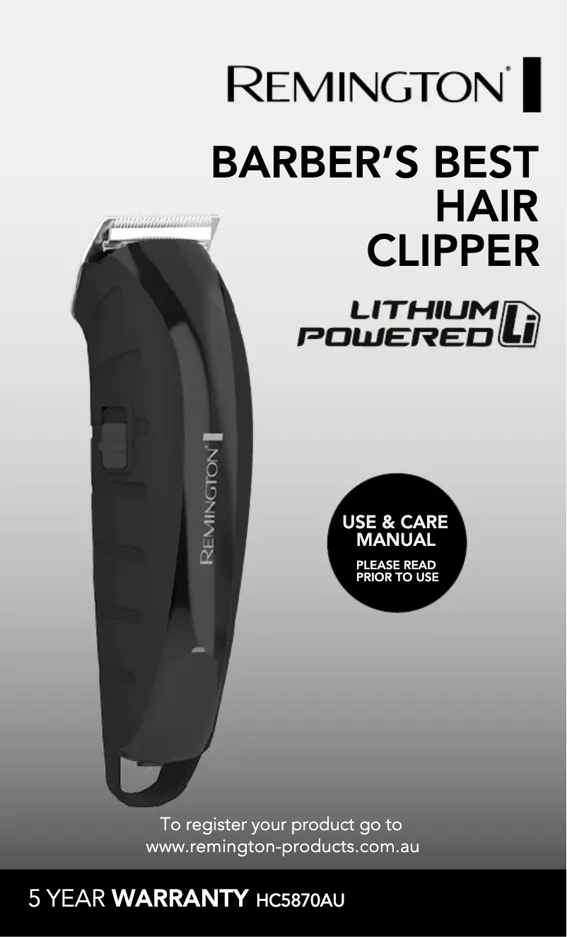Imagen de la primera página del manual del dispositivo Barber's Best HC5870AU