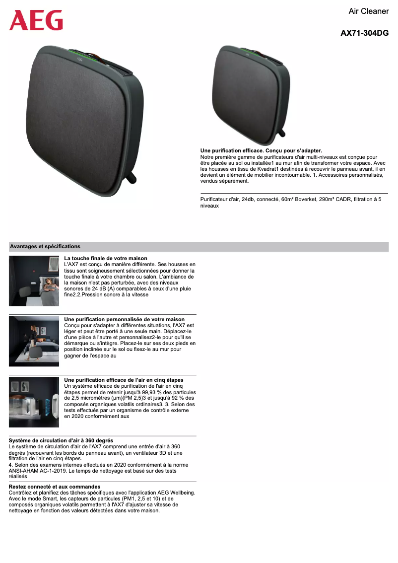 Página 1 del manual Ficha técnica AEG AX71-304