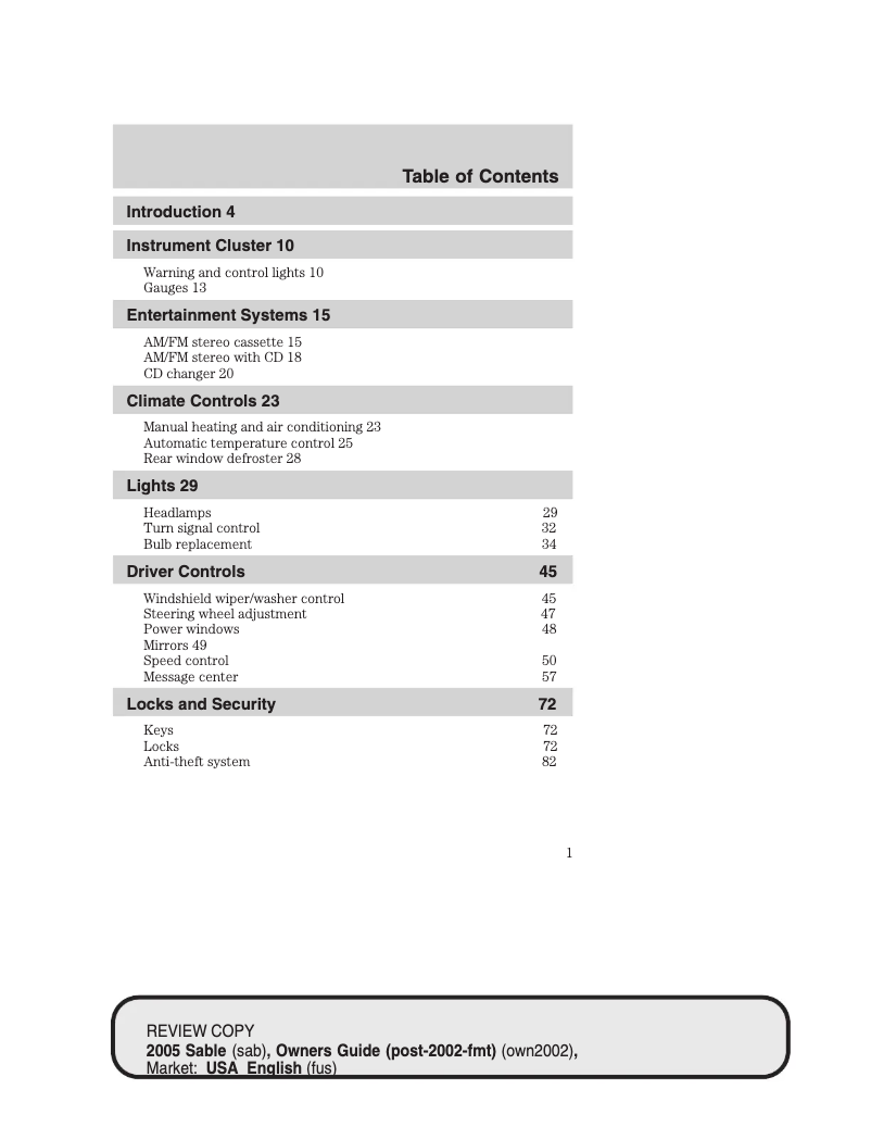 Imagen de la primera página del manual del dispositivo Sable (2003)