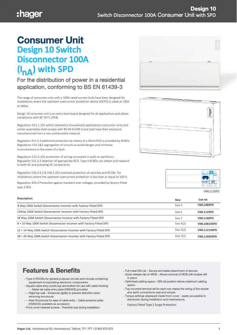 Imagen de la primera página del manual del dispositivo VML112SPD