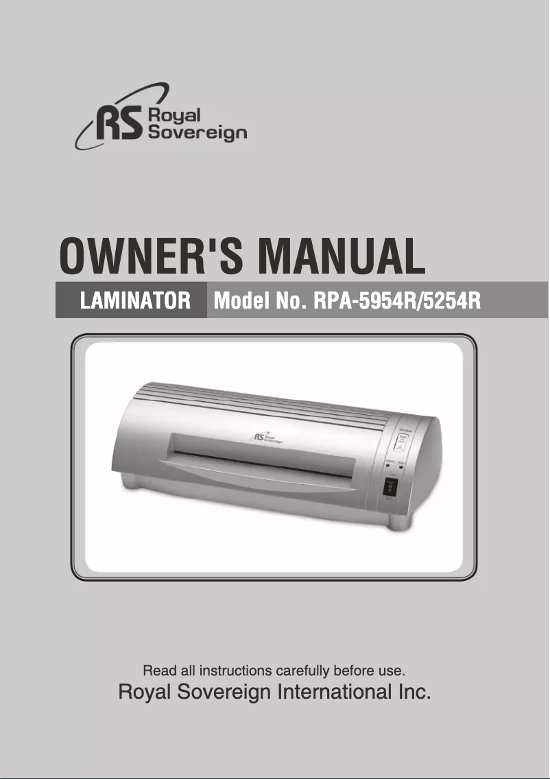 Imagen de la primera página del manual del dispositivo RPA-5954R