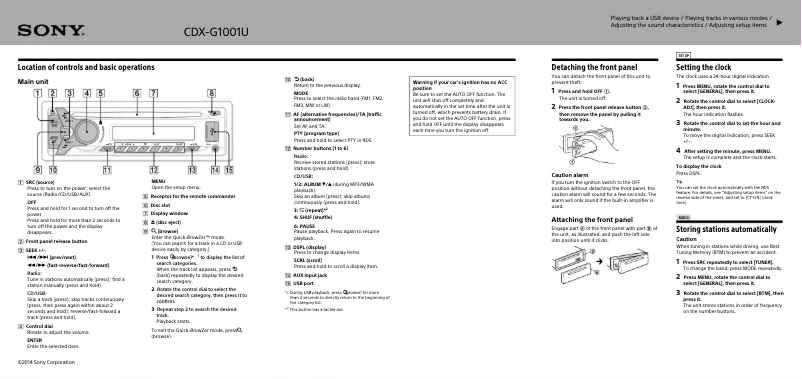 Página 1 del manual Guía de inicio rápido Sony CDX-G1001U