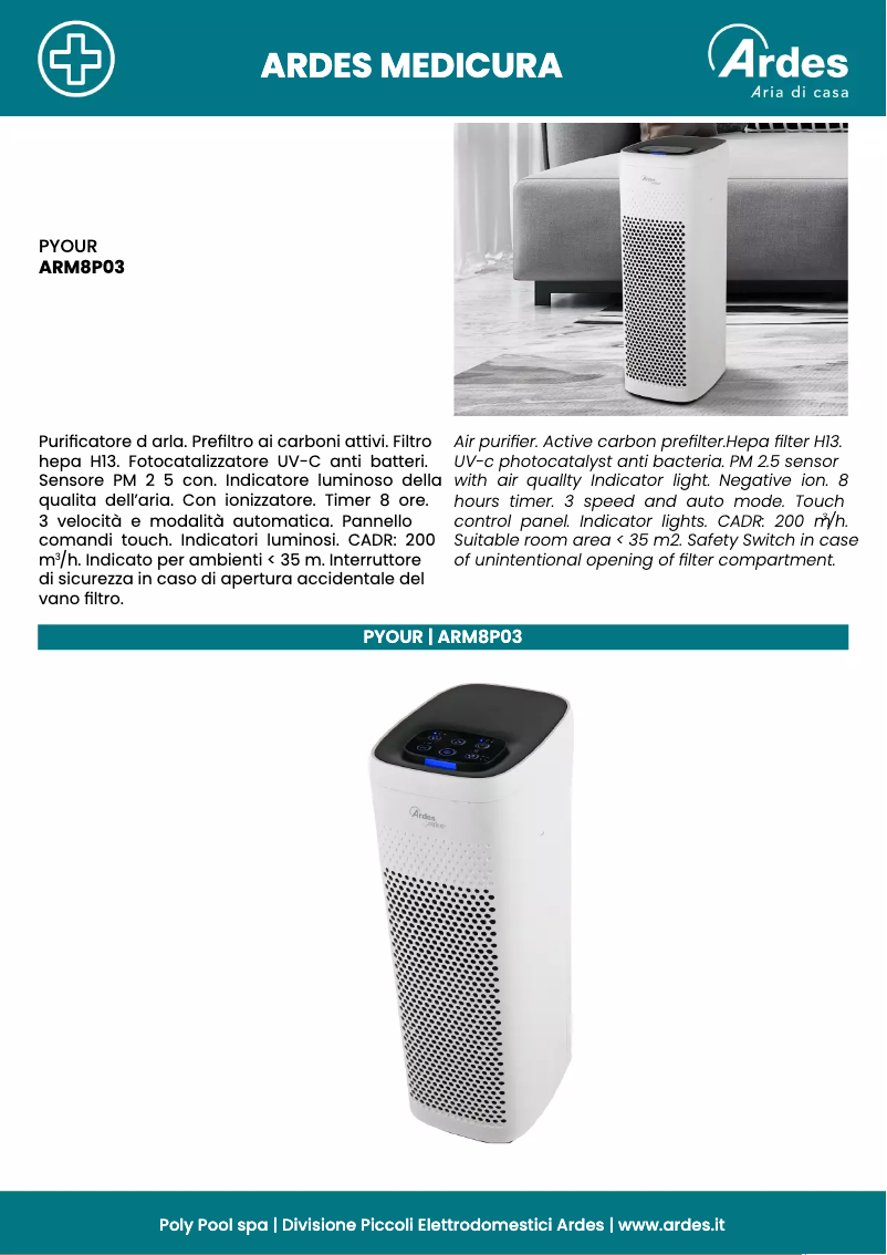 Imagen de la primera página del manual del dispositivo ARM8P03