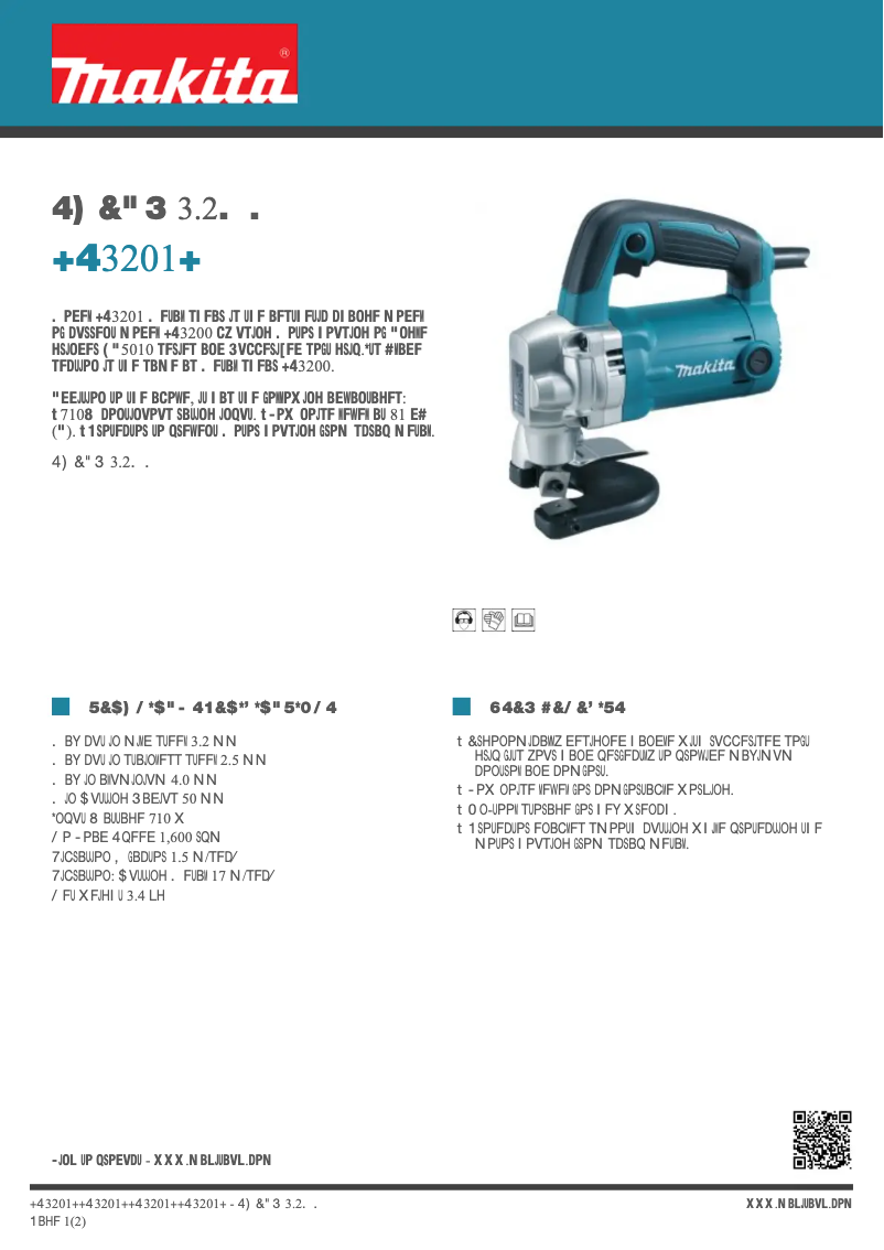 Página 1 del manual Ficha técnica Makita JS3201J