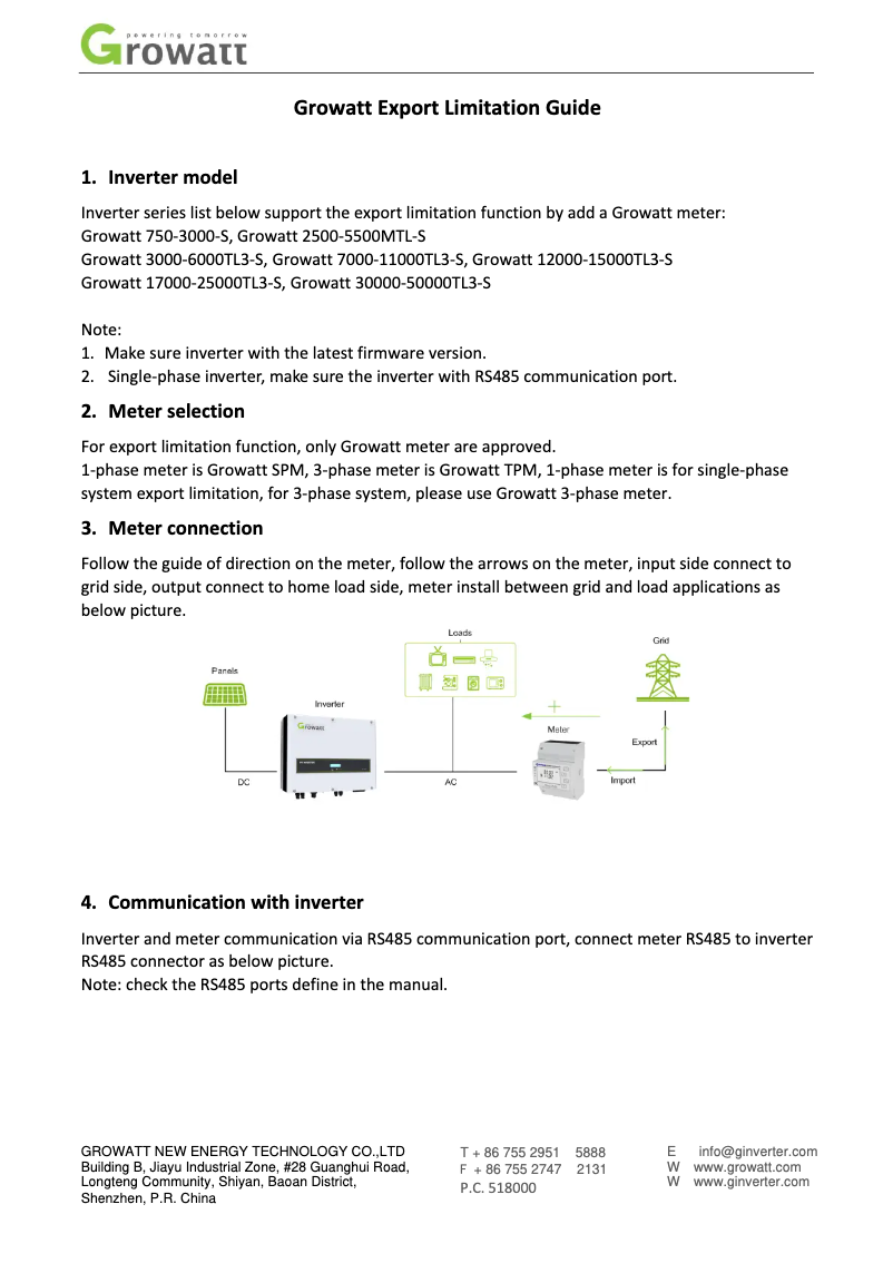 Página 1 del manual Guía de instalación Growatt TPM-CT-E