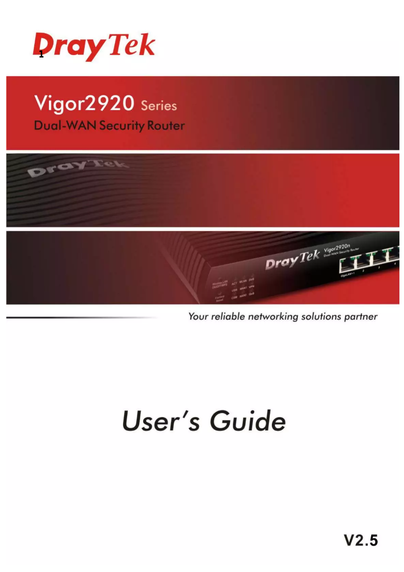 Imagen de la primera página del manual del dispositivo Vigor 2920Vn