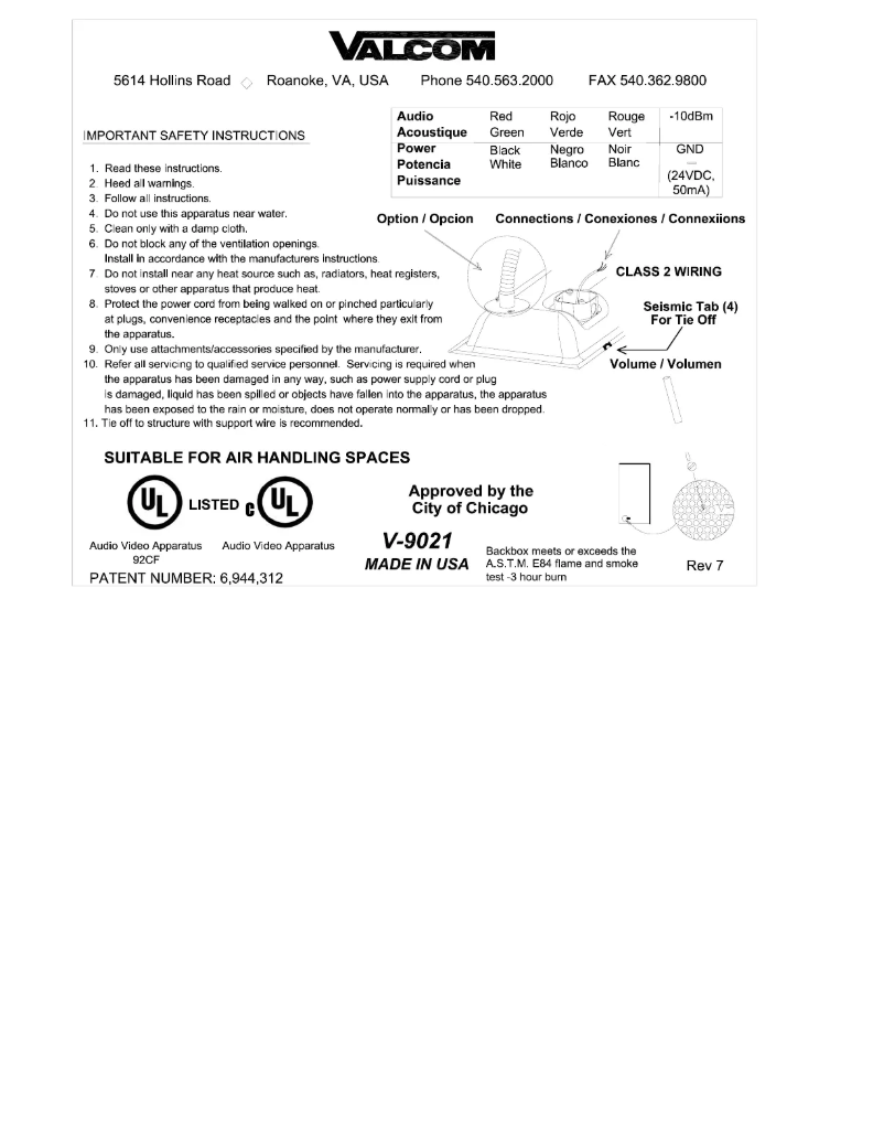 Imagen de la primera página del manual del dispositivo V-9021
