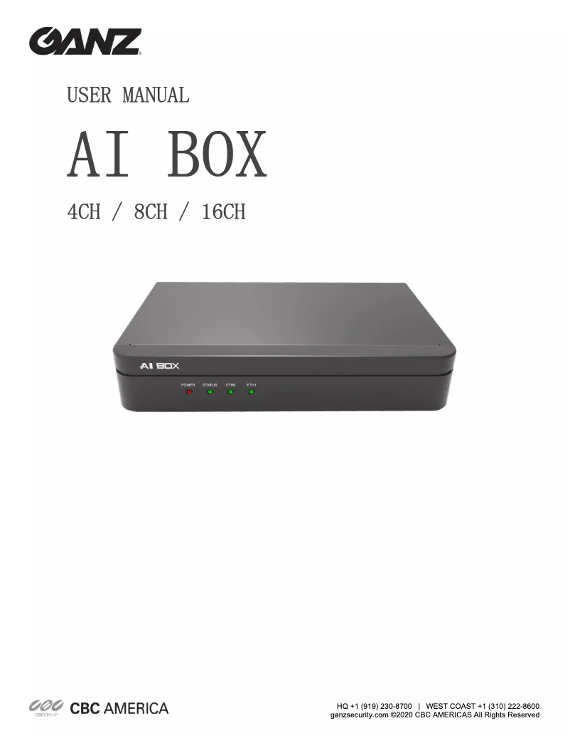 Página 1 del manual Manual de usuario Ganz ZN-AIBOX8