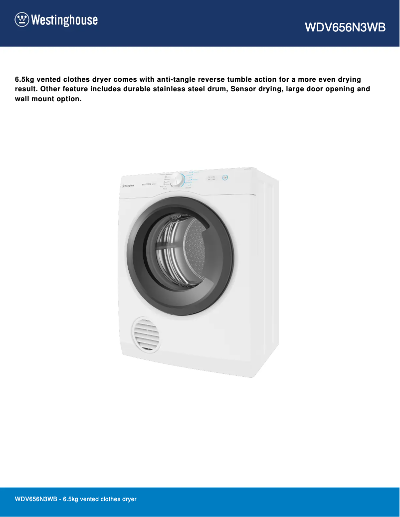 Imagen de la primera página del manual del dispositivo WDV656N3WB