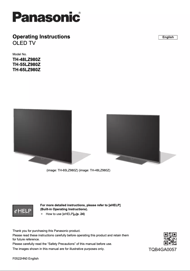 Imagen de la primera página del manual del dispositivo TH-65LZ980Z