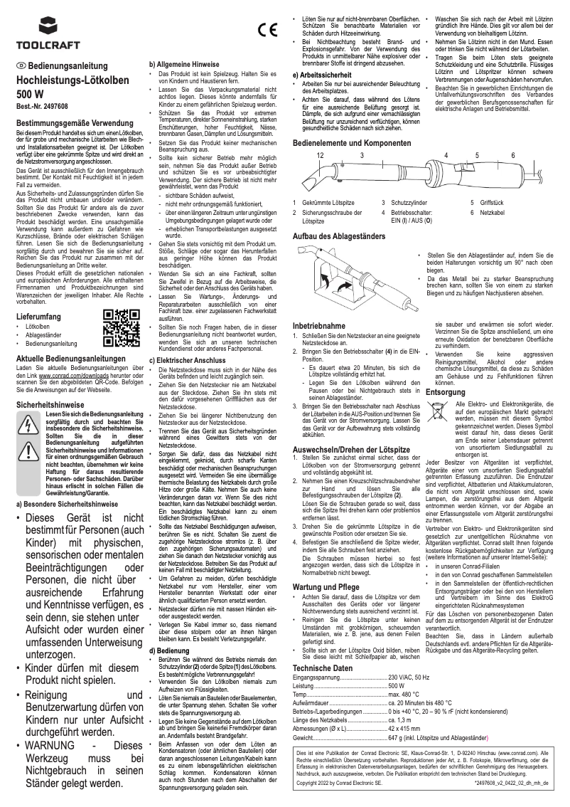 Página 1 del manual Manual de usuario Toolcraft KB-500