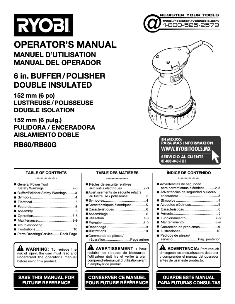 Página nº 1 - Manual de usuario RYOBI RB61G