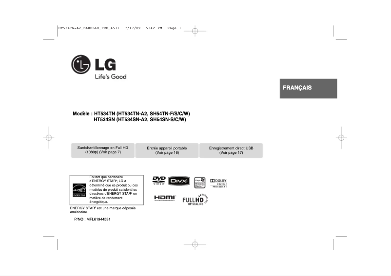 Página nº 1 - Manual de usuario LG HT534TN