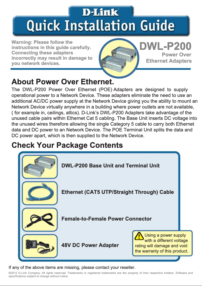 Imagen de la primera página del manual del dispositivo DWL-P200
