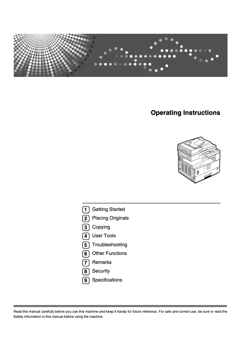 Imagen de la primera página del manual del dispositivo Aficio MP 1900