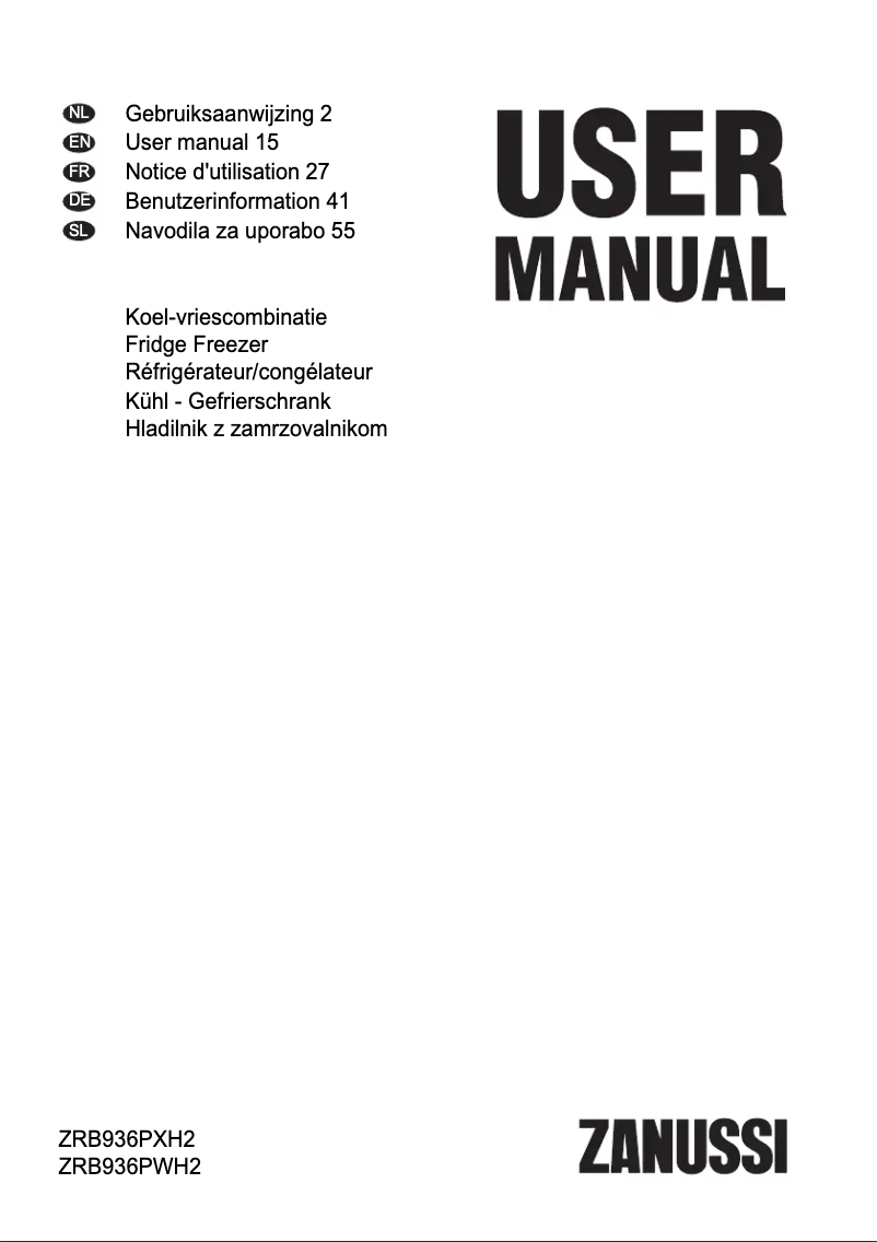 Página 1 del manual Manual de usuario Zanussi ZRB936PWH2