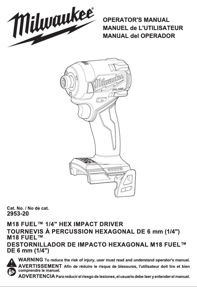 Página 1 del manual Manual de usuario Milwaukee M18 FUEL 2953-20