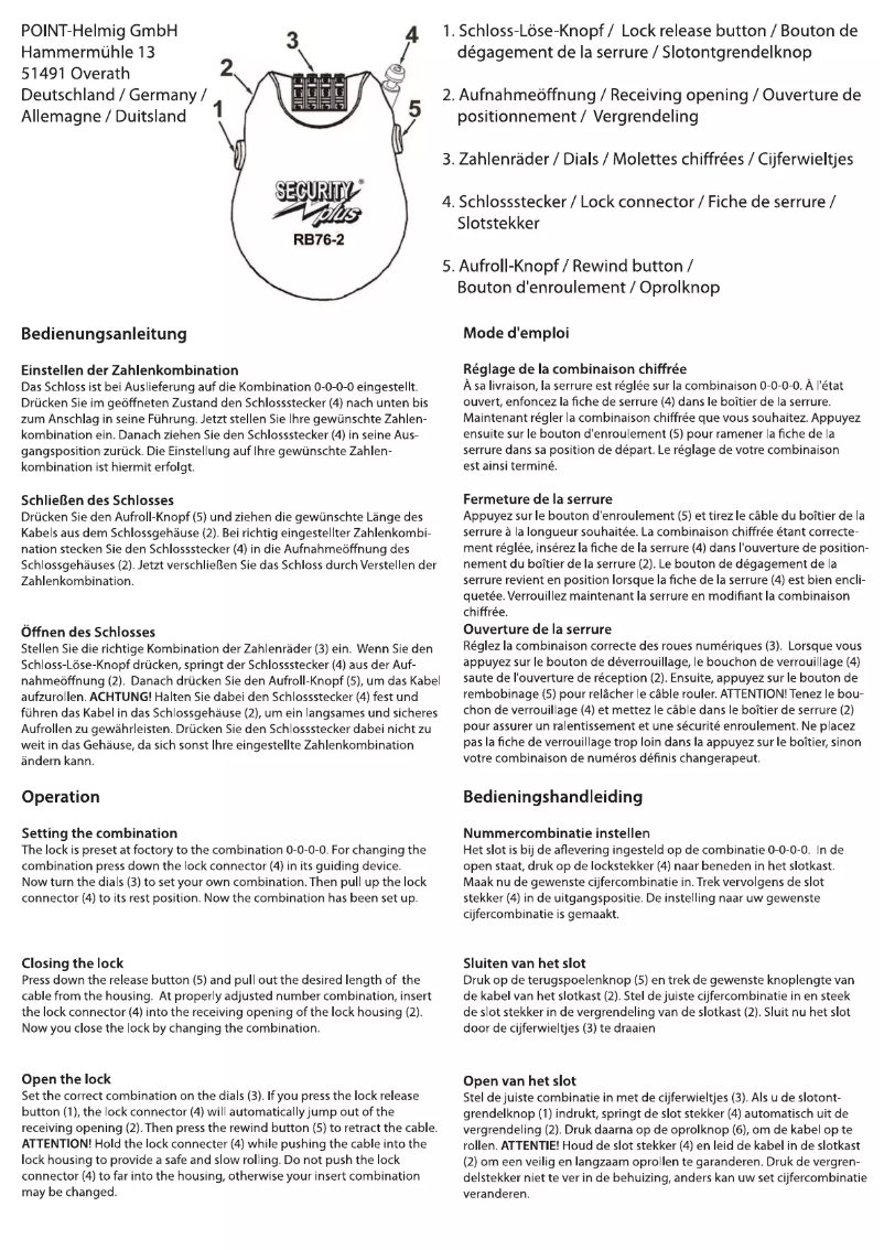 Página 1 del manual Manual de usuario SECURITY plus RB76-2