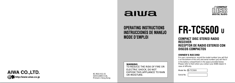 Página 1 del manual Manual de usuario Aiwa FR-TC5500