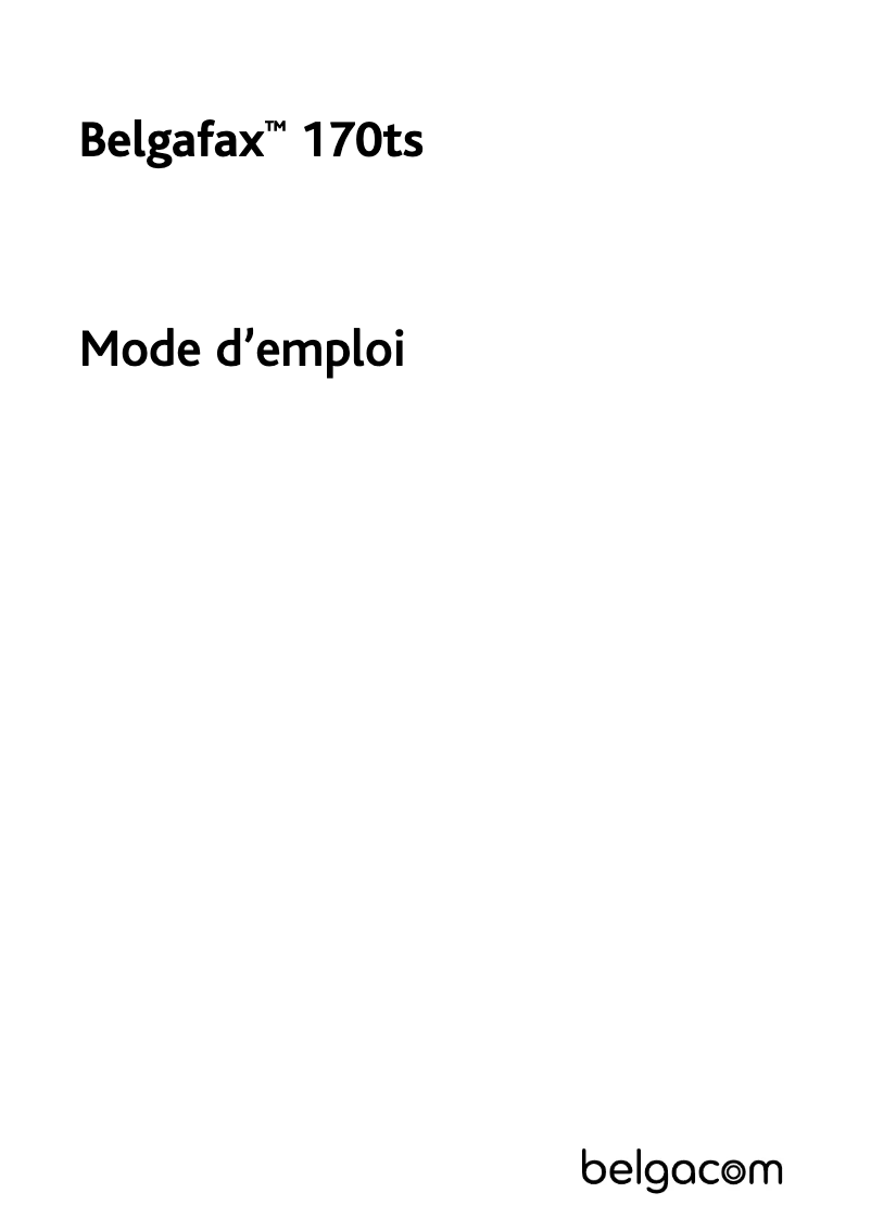 Página nº 1 - Manual de usuario Belgacom Belgafax 170ts