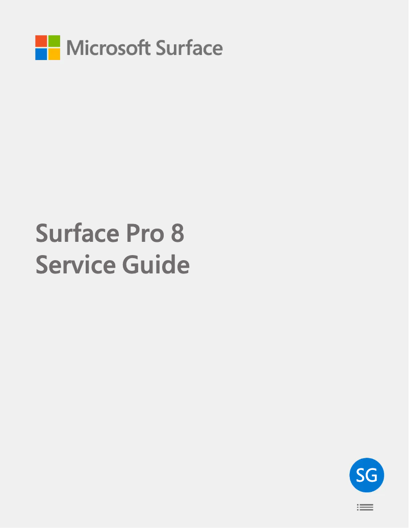 Imagen de la primera página del manual del dispositivo Surface Pro 8