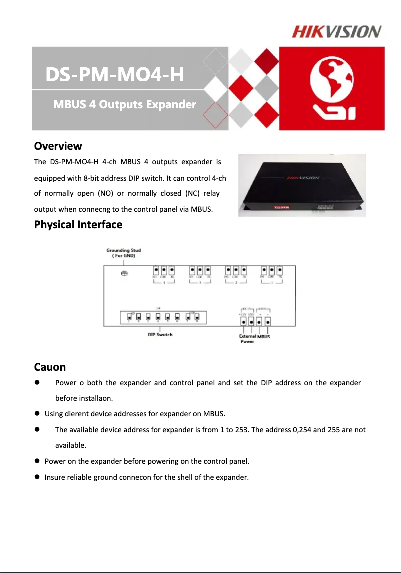 Página 1 del manual Manual de usuario Hikvision DS-PM-MO4-H